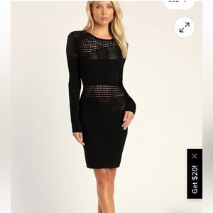 Lulu's Black Long Sleeve Mesh Dress
